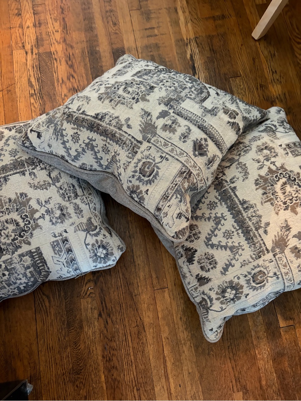 Decorative Gray and Cream Patterned pillows —4